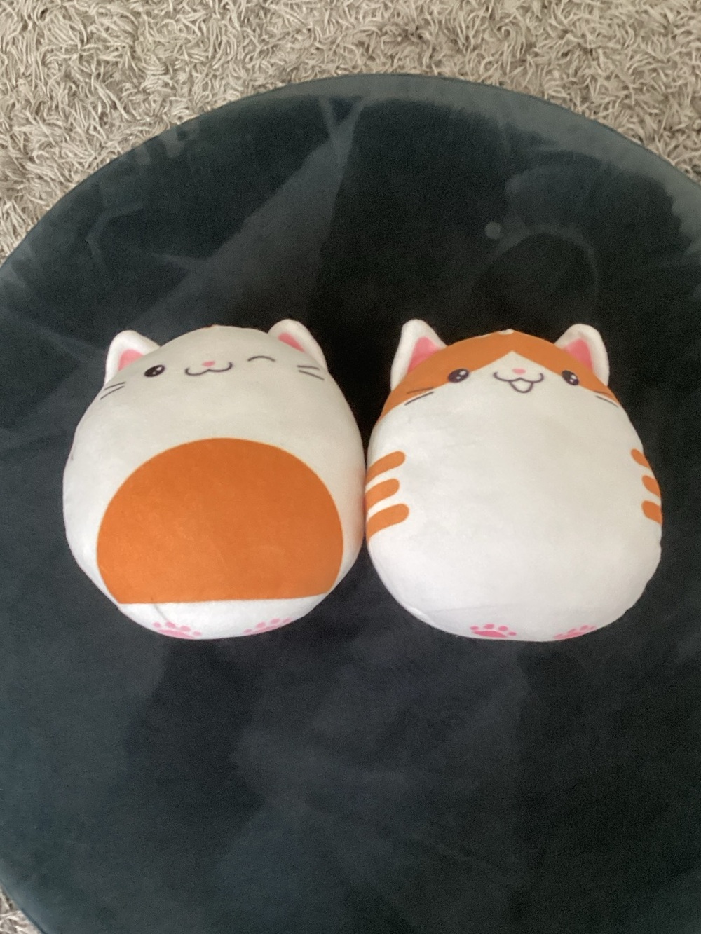 Cute Orange & White Cat Plush Duo Bundle